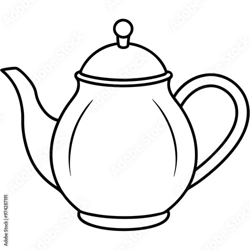 teapot outline coloring book page line art drawing