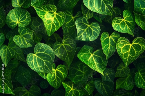 Heart-Shaped Green Leaves in the Sunlight