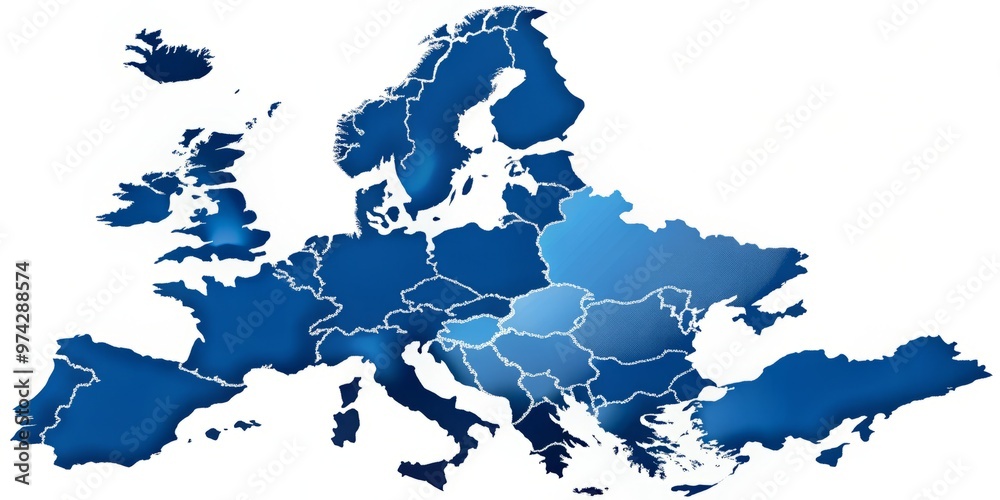 Obraz premium Vibrant illustration of Europe with Scotland prominently highlighted in bold blue, surrounded by neighboring countries