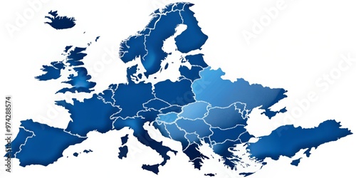 Vibrant illustration of Europe with Scotland prominently highlighted in bold blue, surrounded by neighboring countries