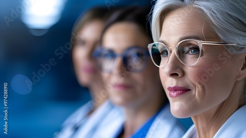 Doctors In Clinic Looking At Brain MRI Scan photo