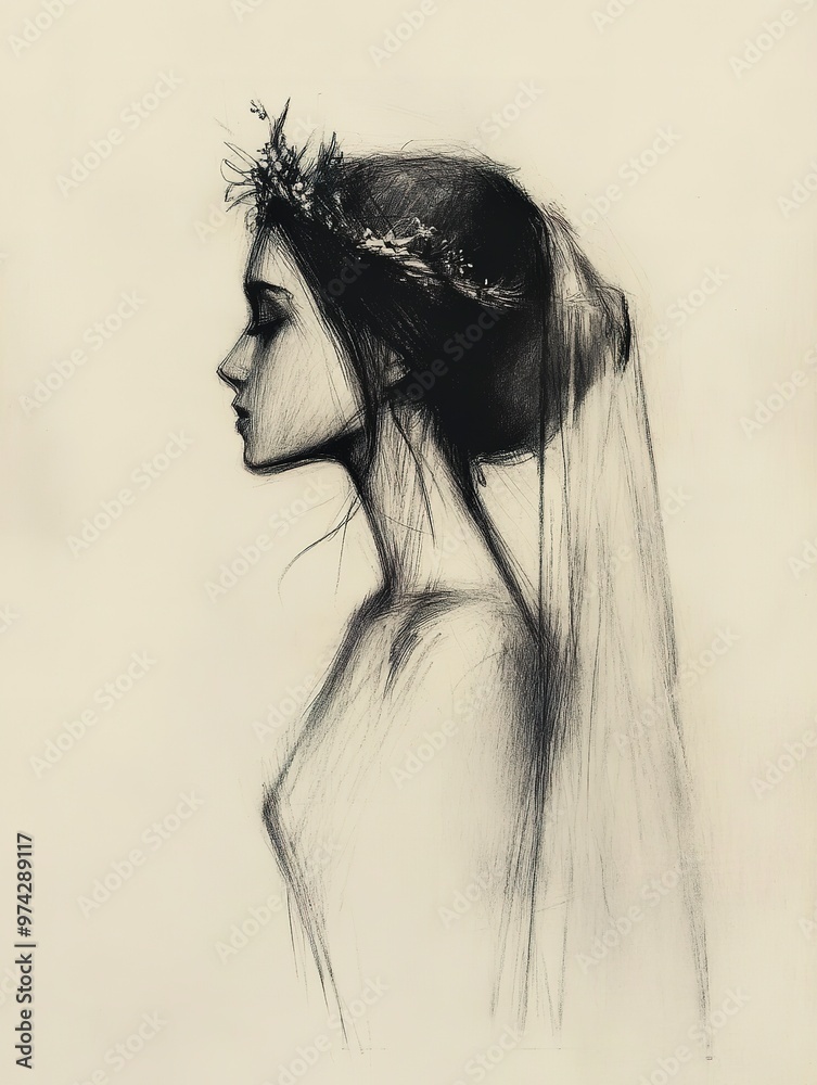 Fototapeta premium sketch of wedding headdress
