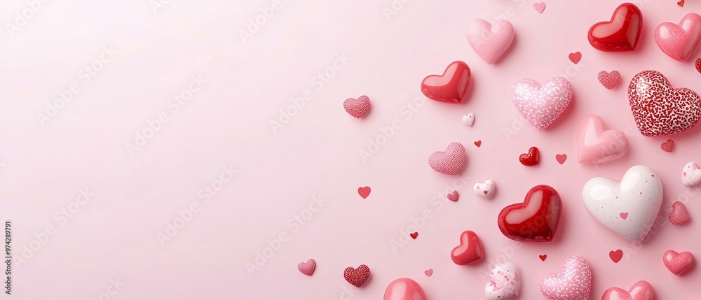 Romantic Valentines Day Background With Scattered Hearts Romantic Valentines Day Background With Scattered Hearts