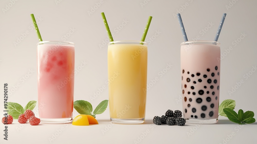 a glass of pearl tea on a white background. a glass of pearl tea on a white background.