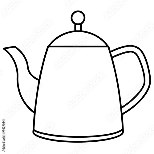 teapot or kettle outline coloring book page line art drawing
