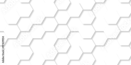 Vector abstract 3d white hexagon realistic mesh cell honeycomb texture. geometric white grid emboss hexagonal background. luxury emboss honeycomb white pattern shadow polygonal square web connection.