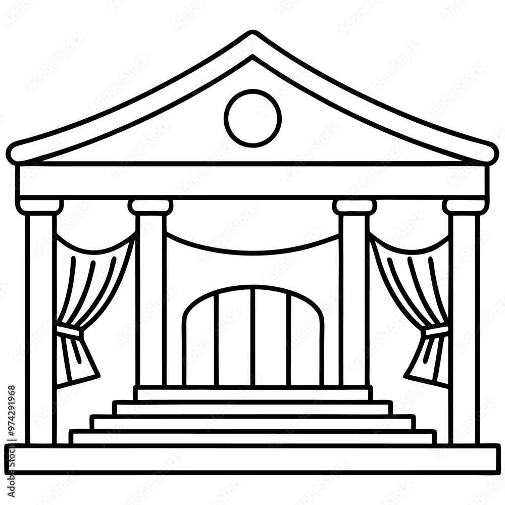theater outline coloring book page line art drawing