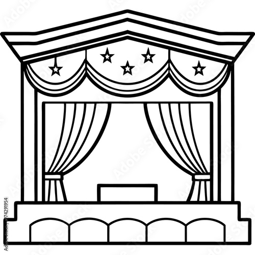theater outline coloring book page line art drawing