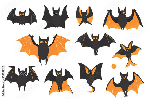 Set of Halloween bats
