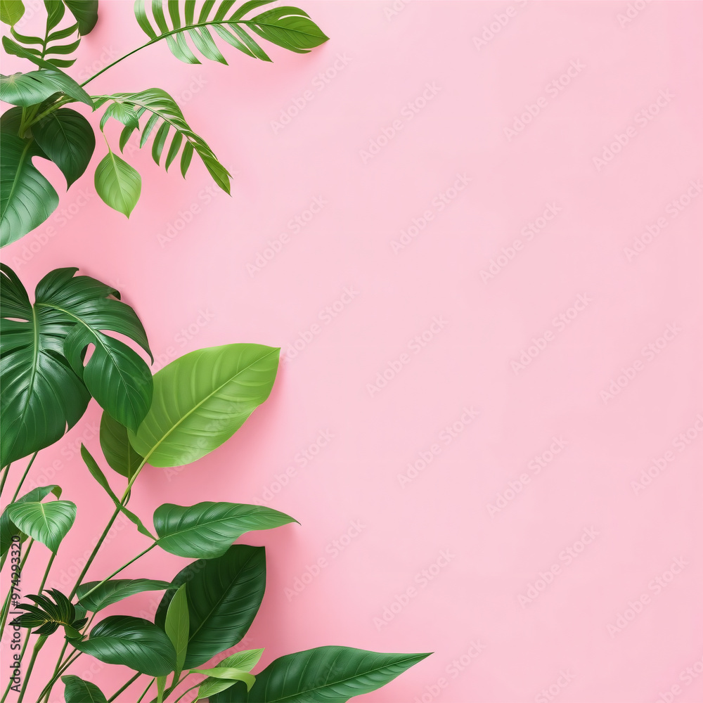 Tropical Foliage with Pink Background for Copy Space
Tropical Foliage with Pink Background for Copy Space