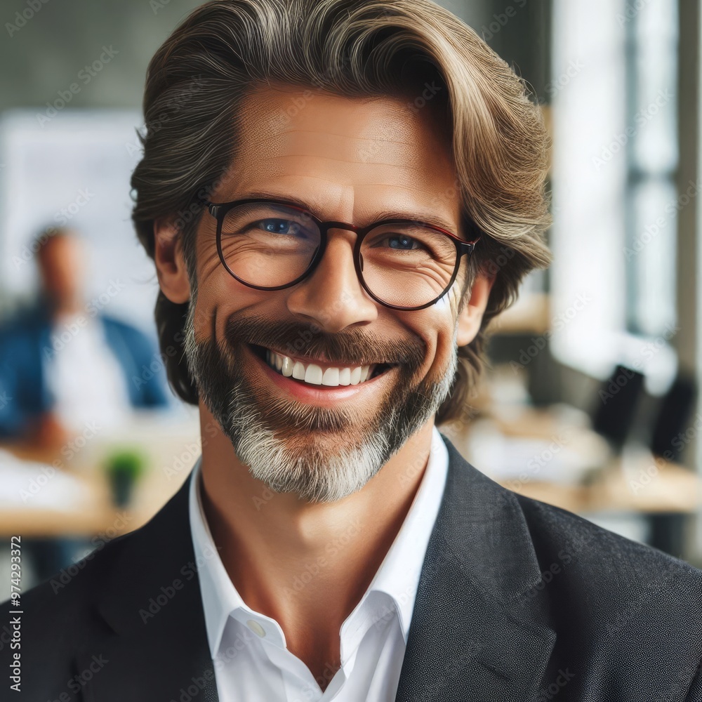 Happy middle aged professional business man, smiling mature executive ceo manager, 45 years old male entrepreneur, confident business owner wearing glasses in office. Headshot portrait.
Happy middle aged professional business man, smiling mature executive ceo manager, 45 years old male entrepreneur, confident business owner wearing glasses in office. Headshot portrait.