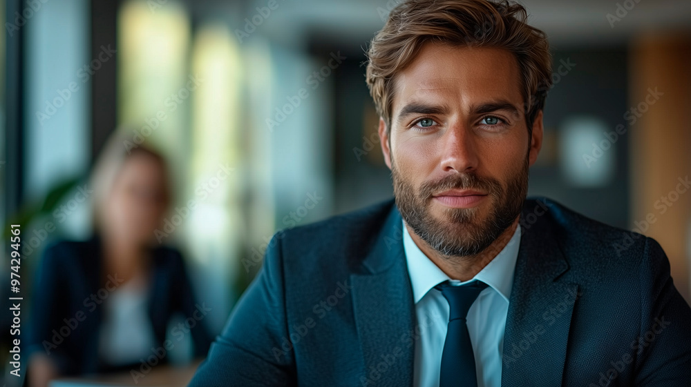 Fototapeta premium Intense Businessman Conversation in Modern Office Setting