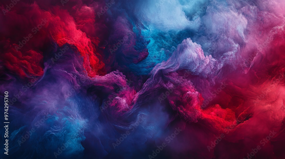 Stunning visual with deep red, vibrant blue, and striking purple hues creating an ethereal and enigmatic atmosphere. Perfect for an abstract background or desktop wallpaper.