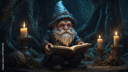 magic book, fantasy book and witch, illustration