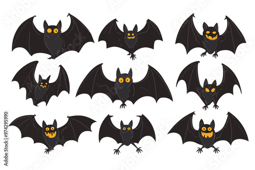 Set of Halloween bats