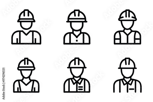 Construction worker icon bundle set in vector style