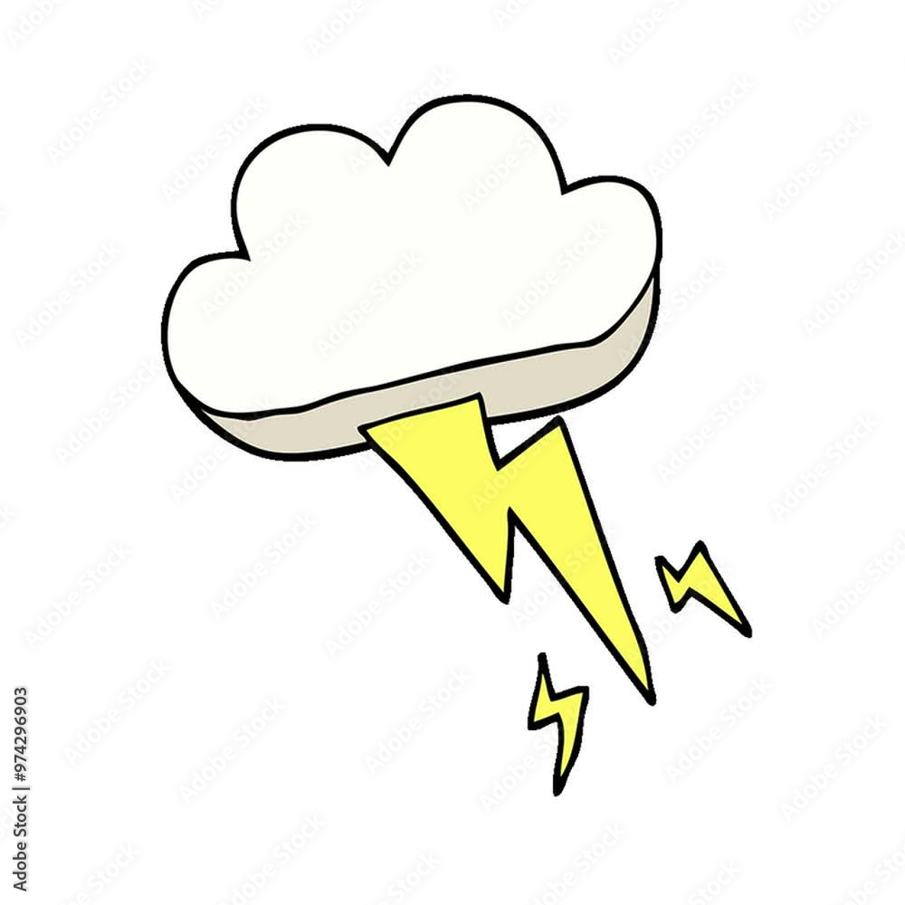cartoon doodle thundercloud and lightning cartoon doodle thundercloud and lightning