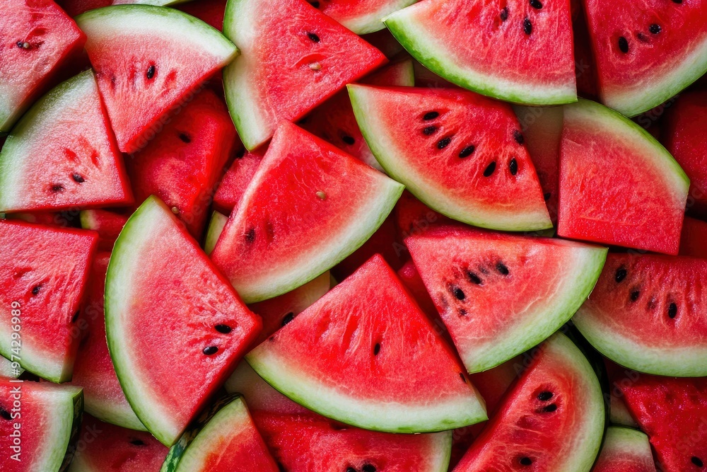 Large juicy ripe red watermelon slices, ai Large juicy ripe red watermelon slices, ai