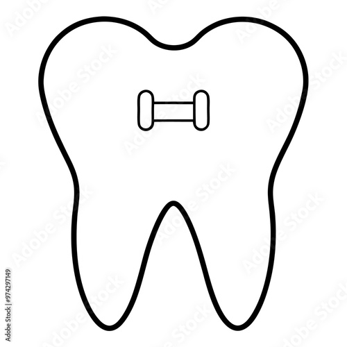 tooth with braces outline coloring book page line art drawing