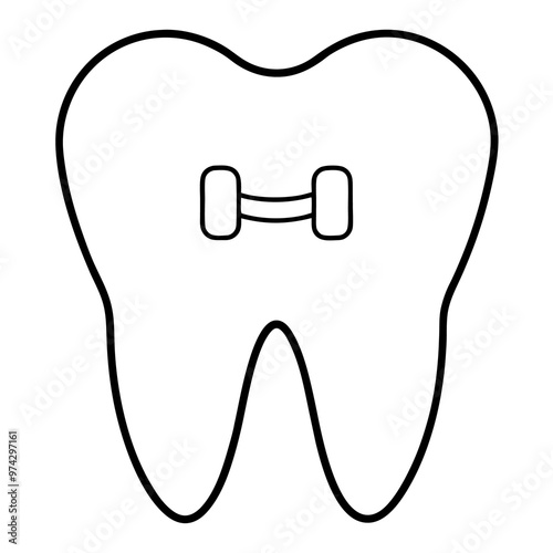 tooth with braces outline coloring book page line art drawing