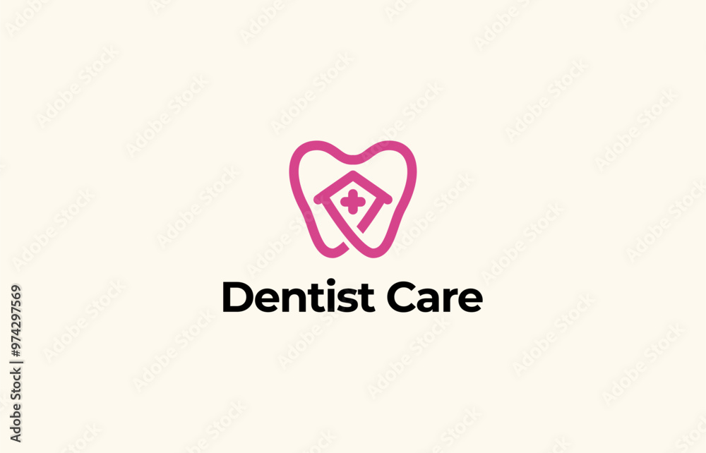 Logo Dentist, Home and love Shape line concept. Home care, Medical and Dental care. Editable file Logo Dentist, Home and love Shape line concept. Home care, Medical and Dental care. Editable file