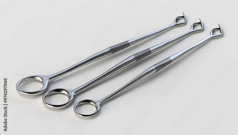 Flat lay of medical steel equipment tools for surgery or dentistry Flat lay of medical steel equipment tools for surgery or dentistry