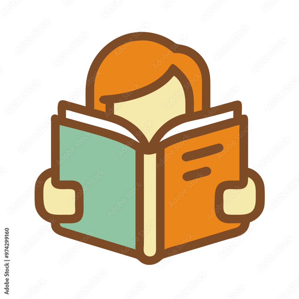 Person Engrossed In Reading A Colorful Book Against White Background, Digital Detox Theme , 1970s Color Palette, Transparent Background