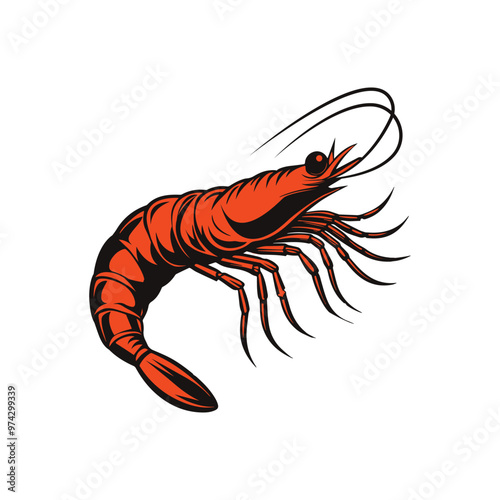 Shrimp logo. Isolated shrimp on white background. Shrimp