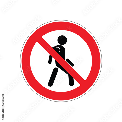 prohibited from crossing the road symbol, on white background