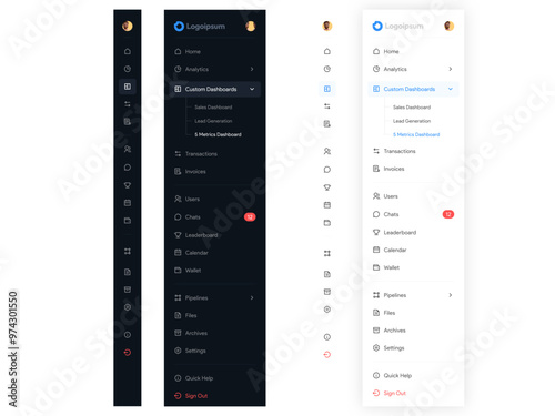 Side Navigation Bar Web UI Design