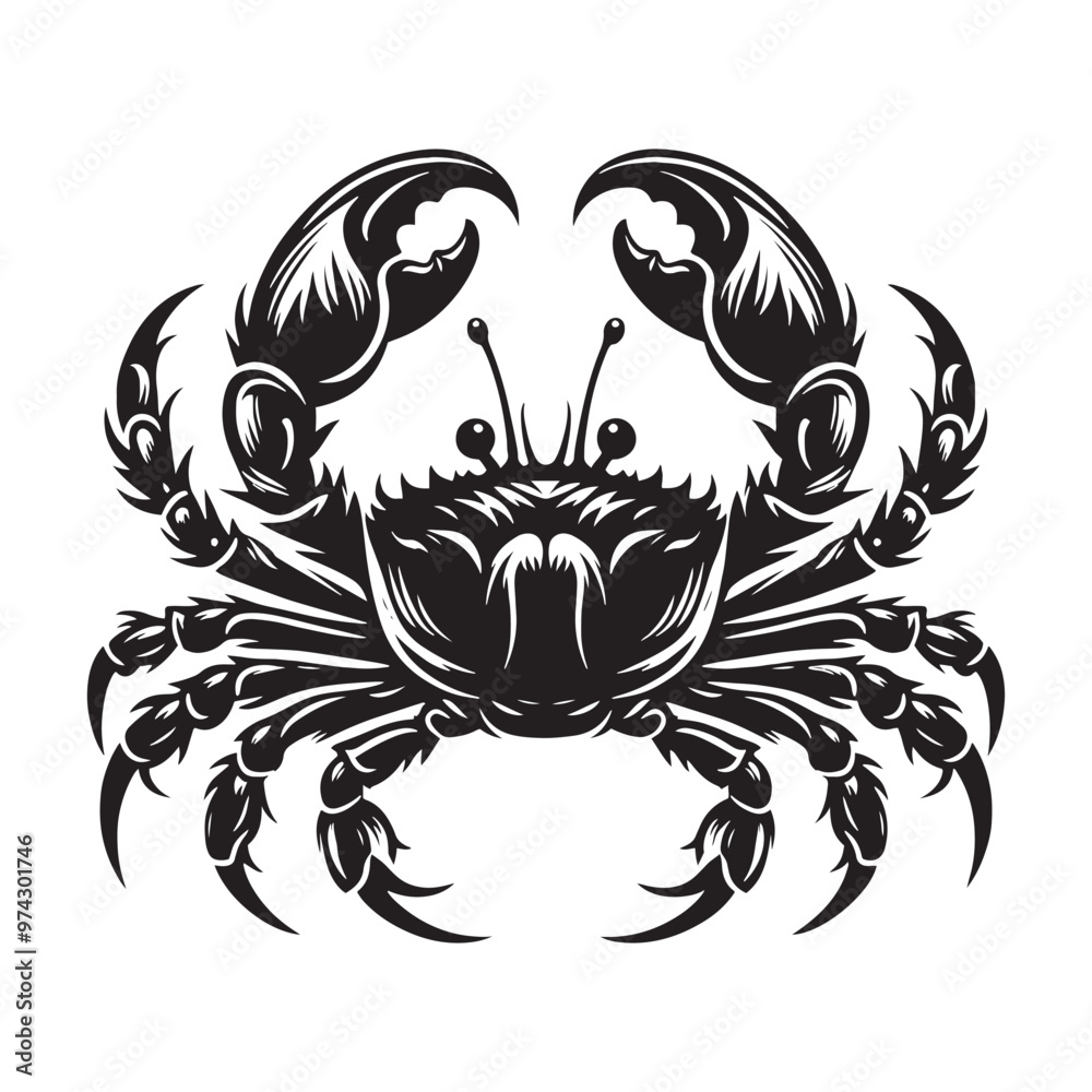 Fototapeta premium Stylish crab silhouette for various design purposes - Crab black vector 