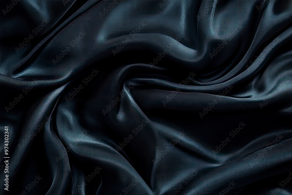 Obraz premium Black gray satin dark fabric texture luxurious shiny that is abstract silk cloth panorama background with patterns soft waves blur beautiful , ai