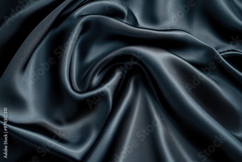 Black gray satin dark fabric texture luxurious shiny that is abstract silk cloth panorama background with patterns soft waves blur beautiful , ai