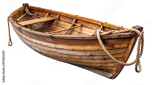 Old Rustic Wooden Boat with Nautical Rope