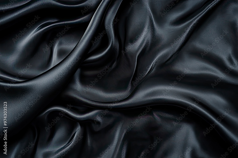 Black gray satin dark fabric texture luxurious shiny that is abstract silk cloth panorama background with patterns soft waves blur beautiful , ai Black gray satin dark fabric texture luxurious shiny that is abstract silk cloth panorama background with patterns soft waves blur beautiful , ai