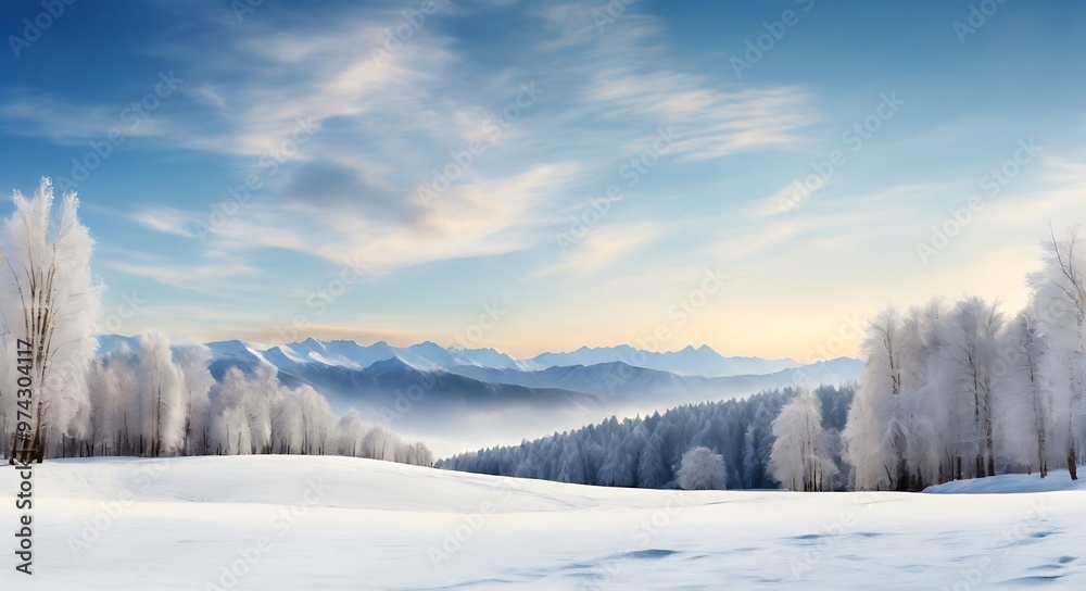 Empty panoramic winter background with copy space Empty panoramic winter background with copy space