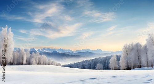 Empty panoramic winter background with copy space 