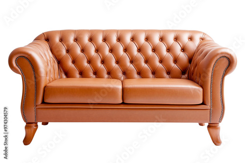 Elegant leather sofa with tufted design