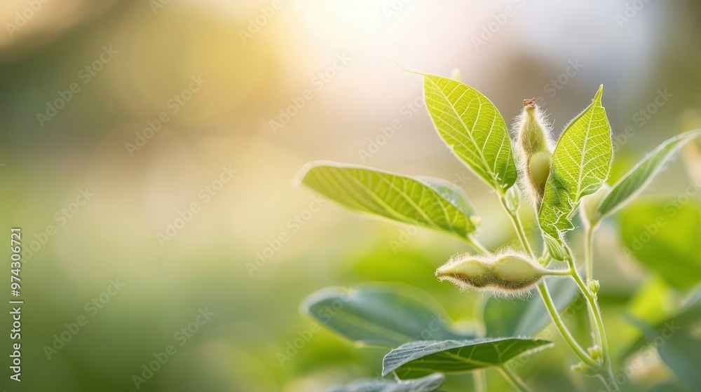 A close-up shot of a soybean pod revealing plump, glistening soybeans. A close-up shot of a soybean pod revealing plump, glistening soybeans.