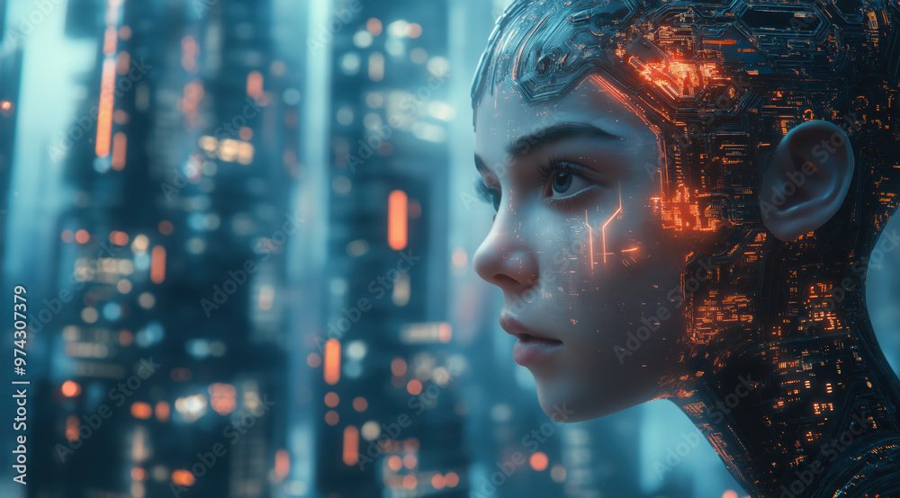 AI Artificial intelligence cyber. Futuristic AI abstract design, intricate circuitry pattern. AI Robot face, virtual human, virtual character, digital clone, machine learning. Realistic photo AI Artificial intelligence cyber. Futuristic AI abstract design, intricate circuitry pattern. AI Robot face, virtual human, virtual character, digital clone, machine learning. Realistic photo