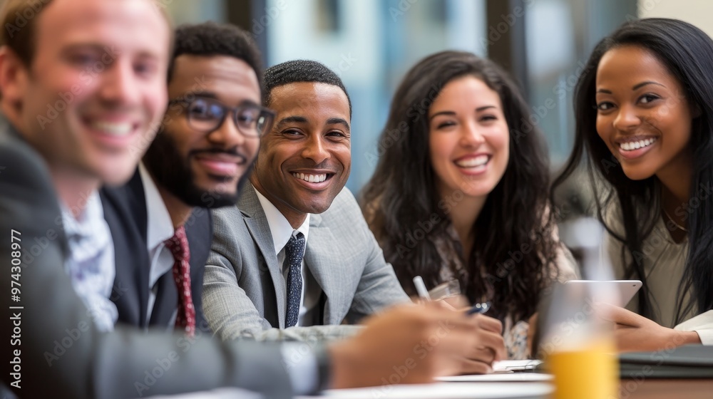 Diverse Coworkers Enjoying a Light Moment in Candid Meeting Discussion Diverse Coworkers Enjoying a Light Moment in Candid Meeting Discussion