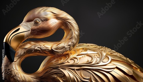Elegant gold flamingo with intricate design