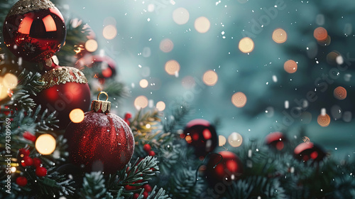 Christmas background, blurred and bokeh background