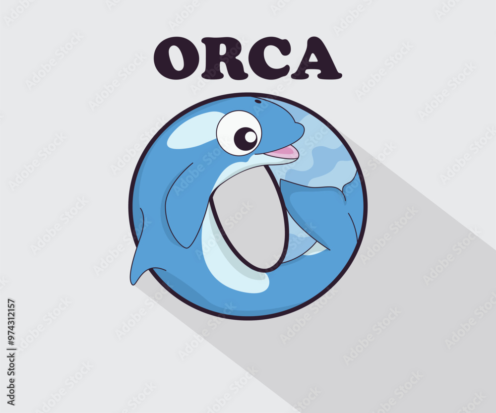 Funny cute alphabet orca icon