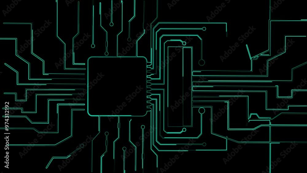 electronic circuit board. Moving electronic circuit animation