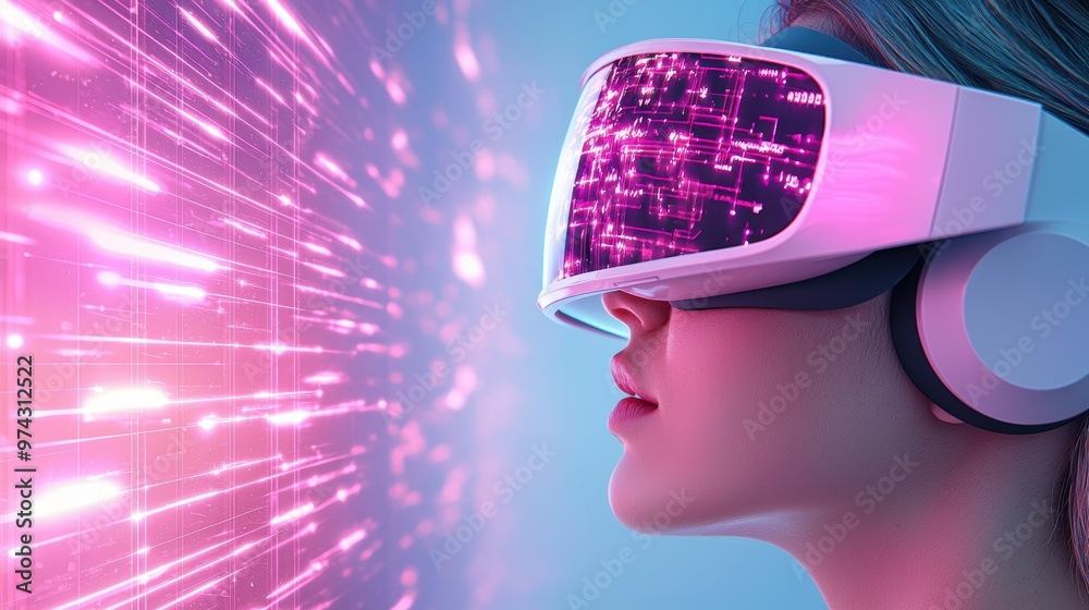 Woman Experiencing Virtual Reality Woman Experiencing Virtual Reality