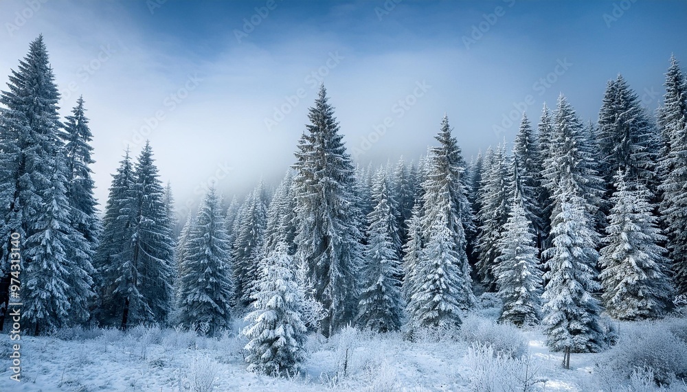 Frost-covered evergreen forest Frost-covered evergreen forest