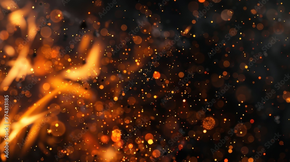 A close-up of a fire with flickering flames and sparks A close-up of a fire with flickering flames and sparks