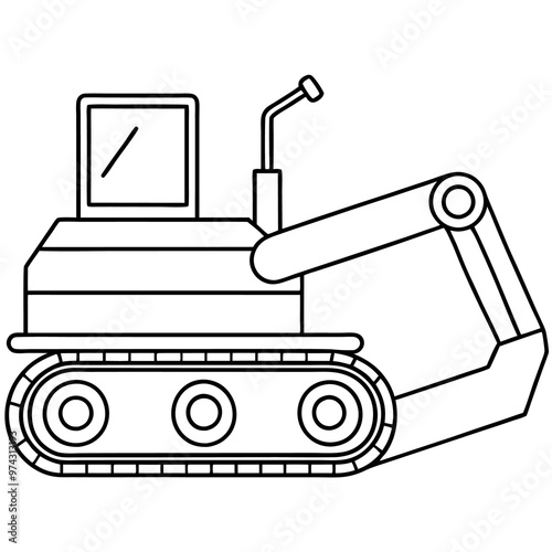 trencher machine outline coloring book page line art drawing