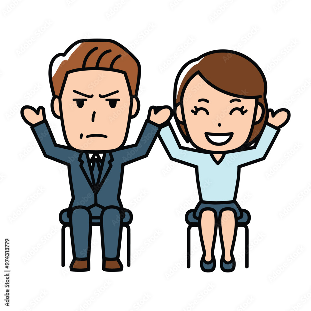 People Sitting On Chairs Isolated White Background. Male and Female Characters With Different Facial Expression and Hand Gestures. Corporate, Business, Educational Concept. Cartoon Vector Illustration People Sitting On Chairs Isolated White Background. Male and Female Characters With Different Facial Expression and Hand Gestures. Corporate, Business, Educational Concept. Cartoon Vector Illustration